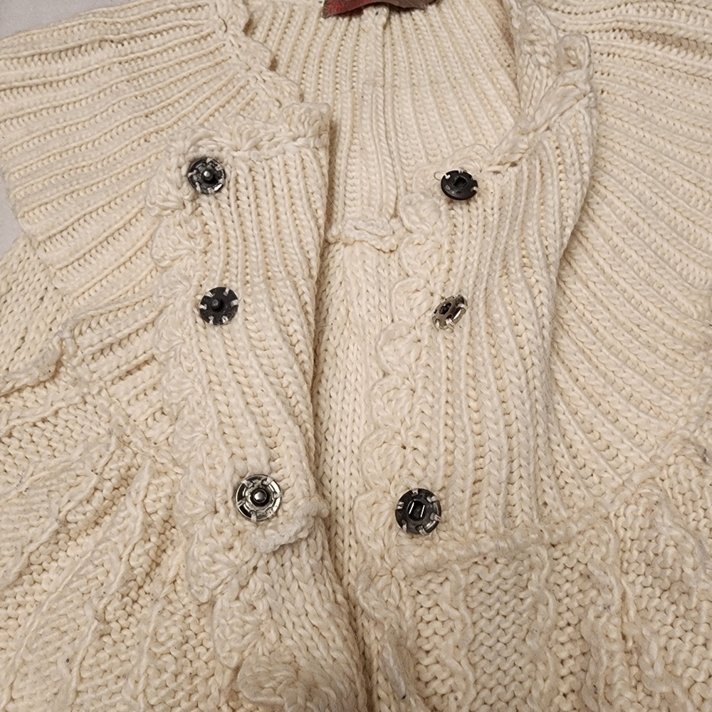 Saint Tropez White Cap Sleeve Knit Cardigan Sweater Size L - Picture 12 of 13
